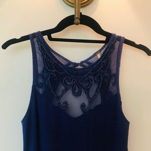 Free People Blue Beaded Mini Dress